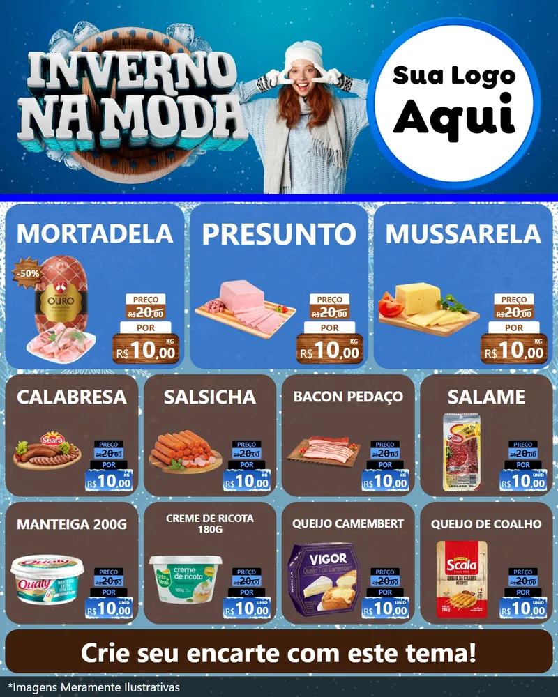 Modelo de Rede Social para Feed Instagram com o tema Inverno na Moda para Frios e Laticínios