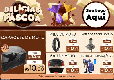 Modelo de Encarte para Encarte A4 Horizontal com o tema Delícias de Páscoa para Moto peças