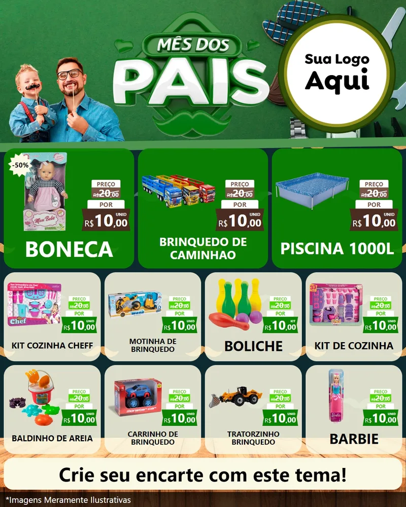 Modelo de Rede Social para Feed Instagram com o tema Mês dos Pais para Brinquedos