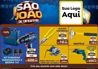 Modelo de Encarte para Encarte A4 Horizontal com o tema São João Ofertas Imbatíveis! - Junina para Maquinas e Ferramentas
