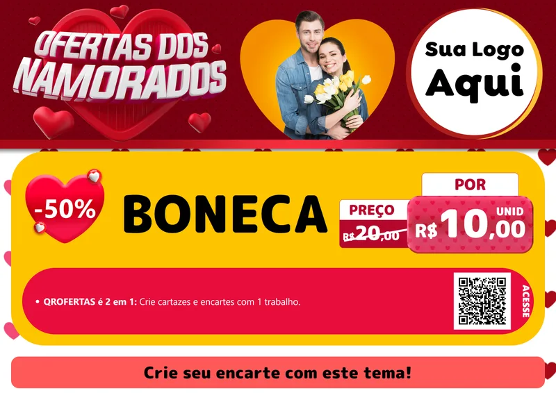 Modelo de Cartaz para Cartaz A4 Horizontal com o tema Ofertas Dos Namorados para Brinquedos