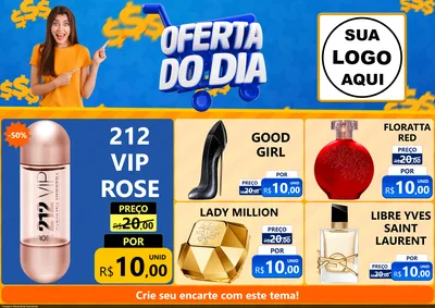 Modelo de Encarte para Encarte A4 Horizontal com o tema Oferta do Dia para Perfumes
