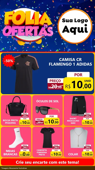 Modelo de Rede Social para Stories com o tema Folia de Ofertas para Roupas e acessórios