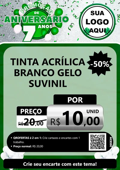 Modelo de Cartaz para Cartaz A4 Vertical com o tema Promoção de Aniversário - 7 Anos para Tintas e Ferramentas