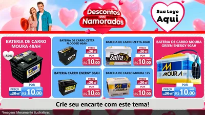Modelo de TV para TV Horizontal com o tema Descontos dos Namorados para Baterias Elétricas