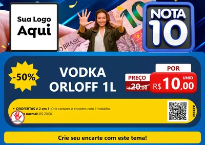 Modelo de Cartaz para Cartaz A4 Horizontal com o tema Nota 10 para Distribuidora de bebidas
