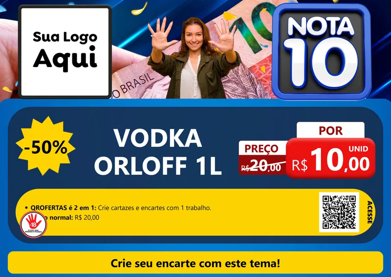 Modelo de Cartaz para Cartaz A4 Horizontal com o tema Nota 10 para Distribuidora de bebidas