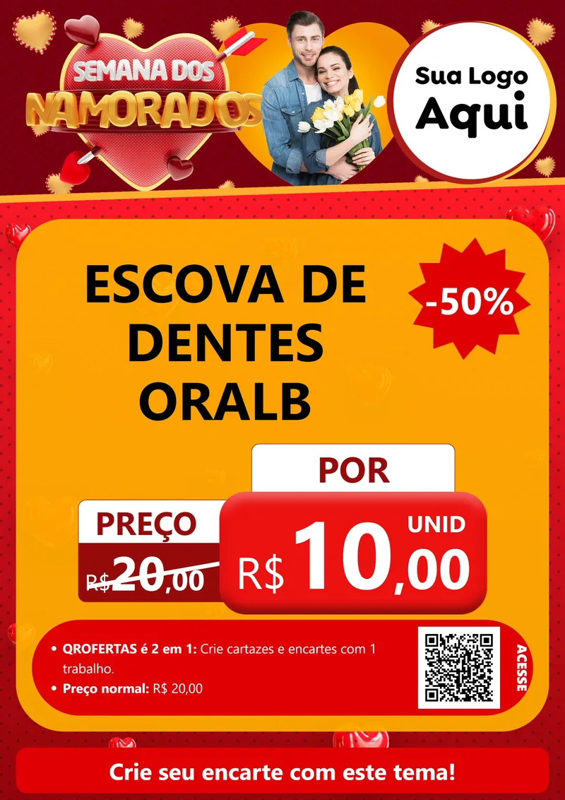 Modelo de Cartaz para Cartaz A4 Vertical com o tema Semana dos Namorados para Higiene Pessoal