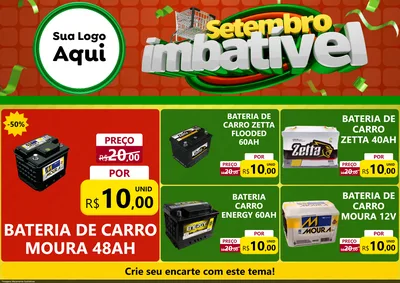 Modelo de Encarte para Encarte A4 Horizontal com o tema Setembro Imbatível para Baterias Elétricas