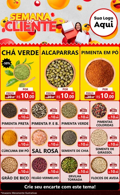 Modelo de Encarte para Encarte Grande com o tema Semana do Cliente para Produtos Naturais