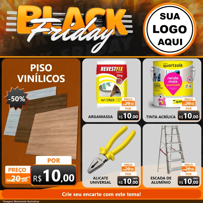 Modelo de Rede Social para Feed Facebook com o tema Black Friday para Material para Construção