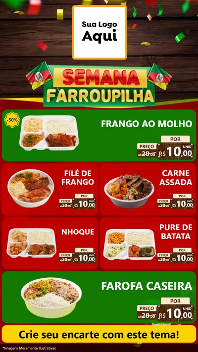 Modelo de TV para TV Vertical com o tema Semana Farroupilha para Restaurante