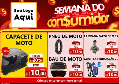 Modelo de Encarte para Encarte A4 Horizontal com o tema Semana do Consumidor para Moto peças