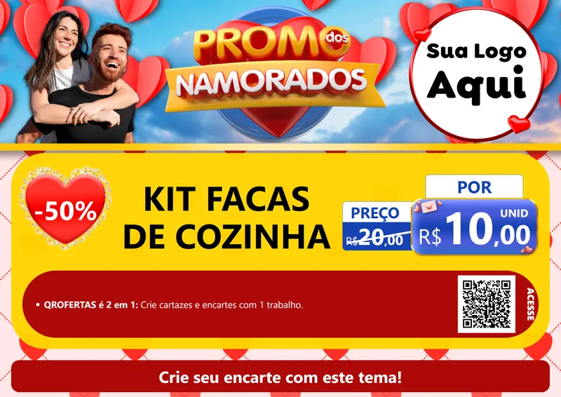 Modelo de Cartaz para Cartaz A4 Horizontal com o tema Promo dos Namorados para Utilidades Domésticas