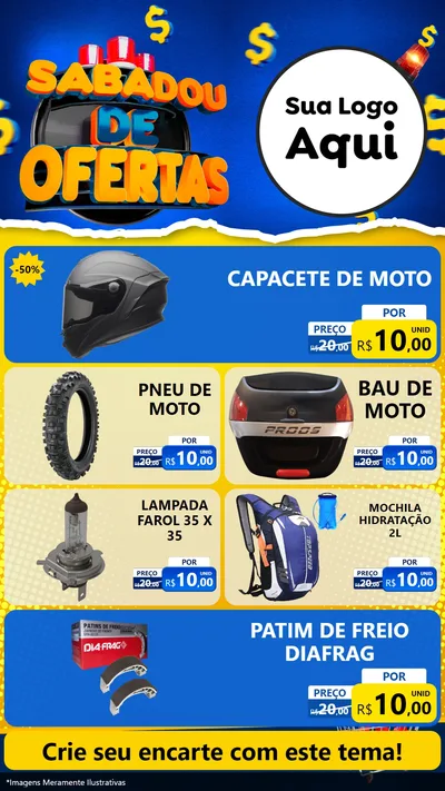 Modelo de TV para TV Vertical com o tema Sabadou de Ofertas para Moto peças