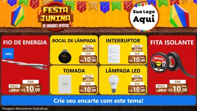 Modelo de TV para TV Horizontal com o tema Festa Junina de Grandes Ofertas para Materiais Elétricos