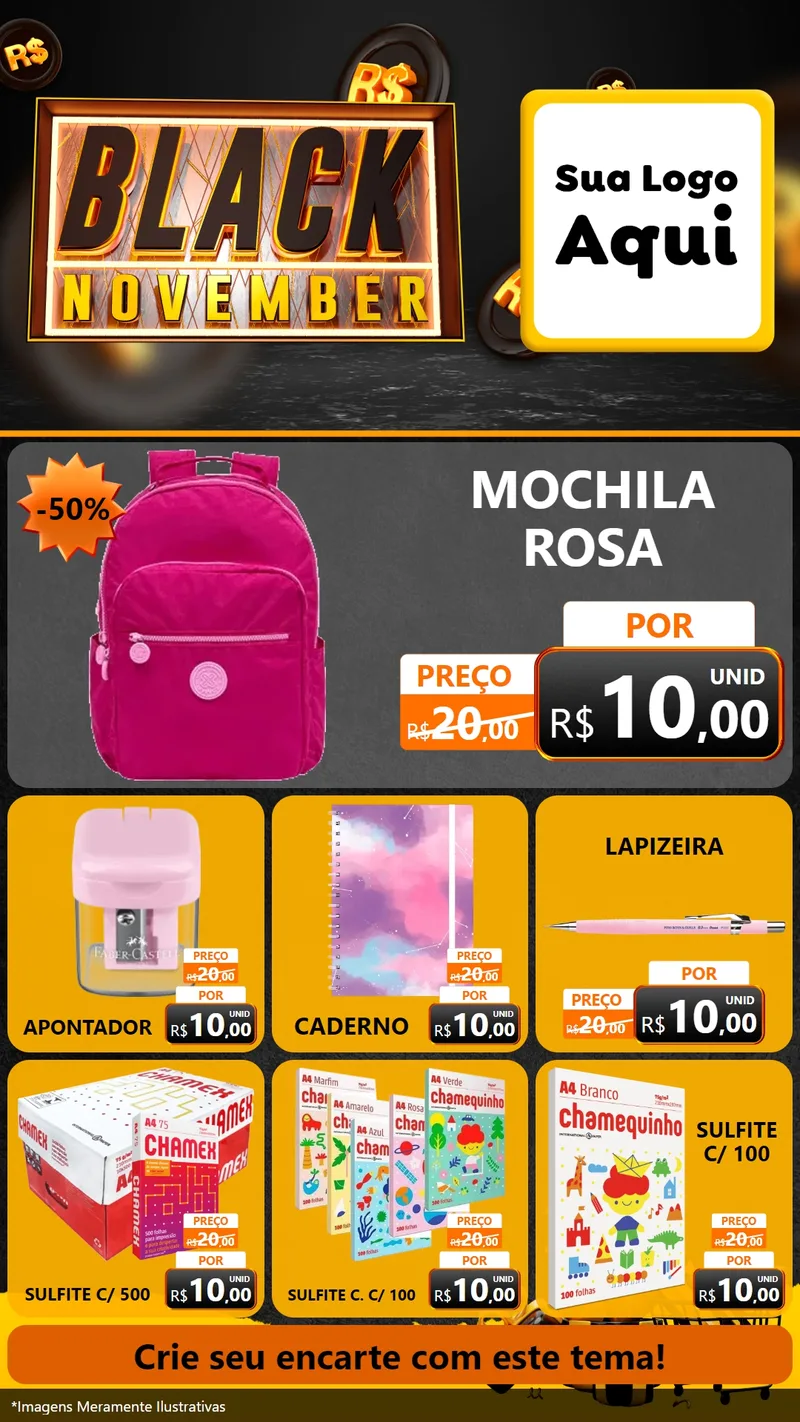 Modelo de Rede Social para Stories com o tema Black November para Papelaria