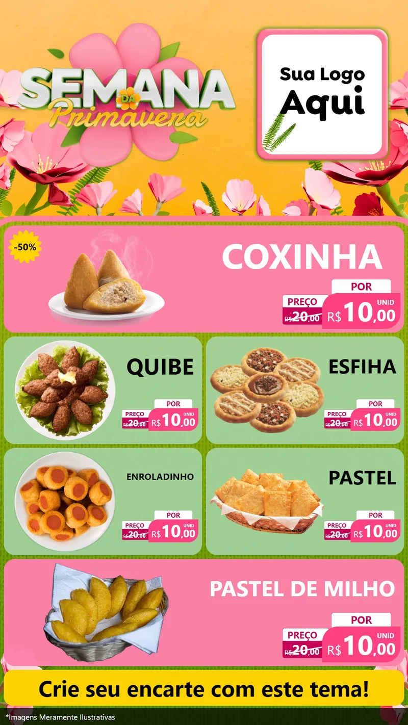 Modelo de TV para TV Vertical com o tema Semana da Primavera para Salgadaria