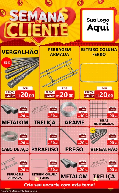 Modelo de Encarte para Encarte Grande com o tema Semana do Cliente para Ferragens
