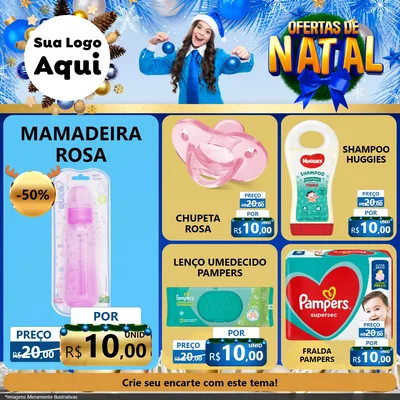 Modelo de Rede Social para Feed Facebook com o tema Ofertas de Natal para Bebês