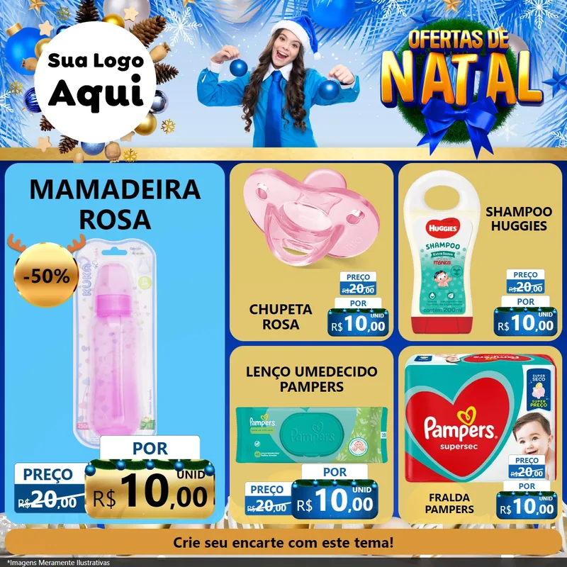 Modelo de Rede Social para Feed Facebook com o tema Ofertas de Natal para Bebês