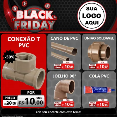 Modelo de Rede Social para Feed Facebook com o tema Black Friday para Tubos e conexões