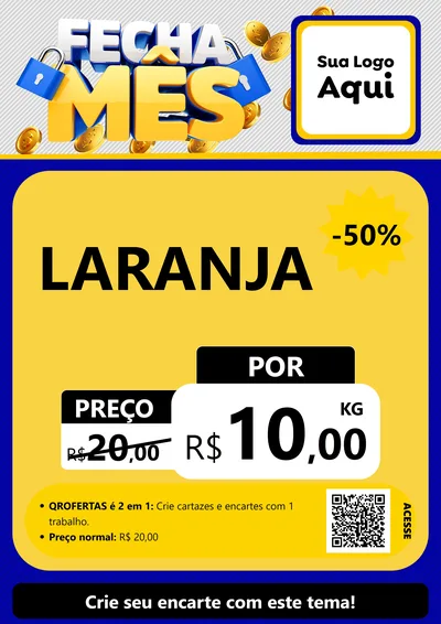 Modelo de Cartaz para Cartaz A4 Vertical com o tema Fecha Mês para Hortifrúti