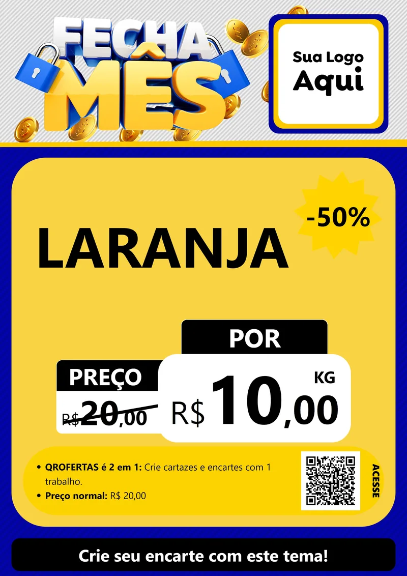 Modelo de Cartaz para Cartaz A4 Vertical com o tema Fecha Mês para Hortifrúti