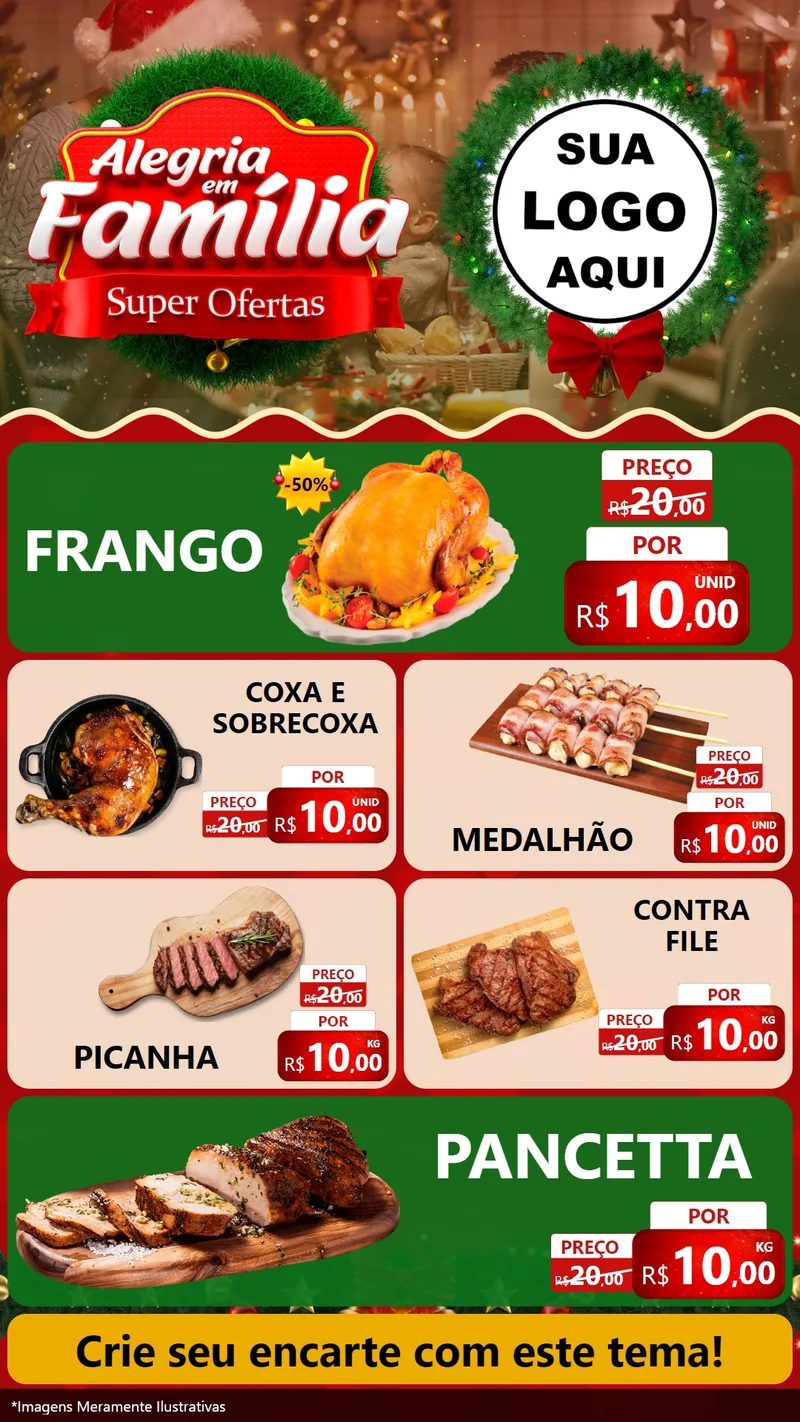 Modelo de TV para TV Vertical com o tema Alegria Em Família - Super Ofertas para Assados