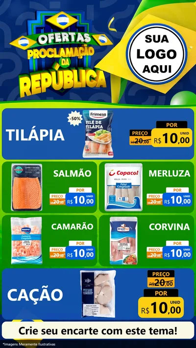 Modelo de TV para TV Vertical com o tema Ofertas Proclamação da República para Peixaria