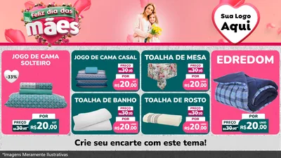 Modelo de TV para TV Horizontal com o tema Feliz Dia das Mães para Cama, Mesa e Banho