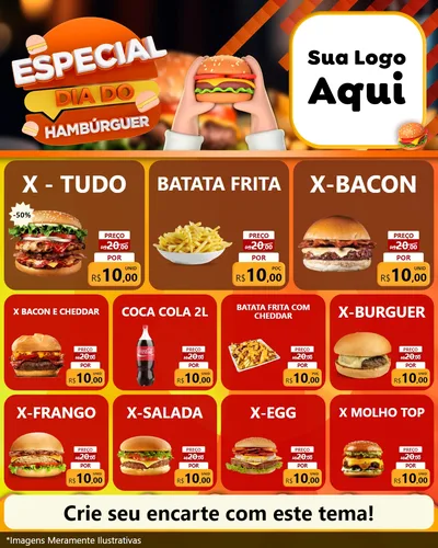 Modelo de Rede Social para Feed Instagram com o tema Especial Dia do Hamburguer para Hamburgueria