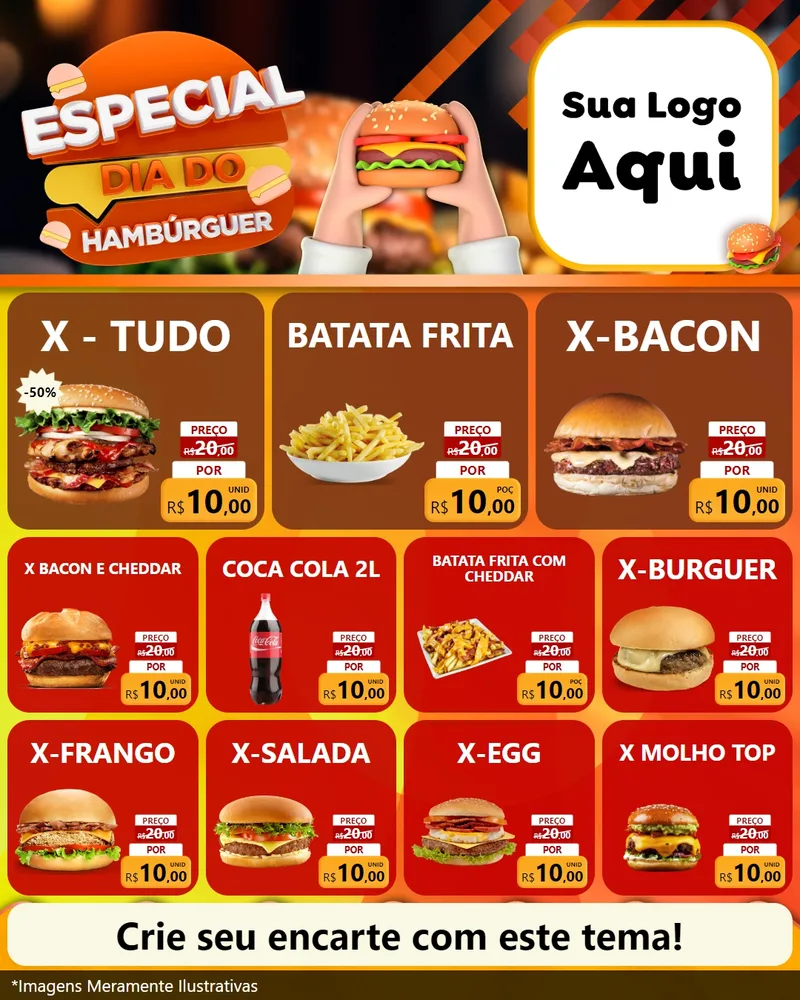 Modelo de Rede Social para Feed Instagram com o tema Especial Dia do Hamburguer para Hamburgueria
