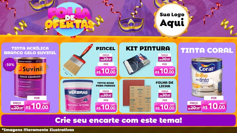 Modelo de TV para TV Horizontal com o tema Folia de Ofertas para Tintas e Ferramentas