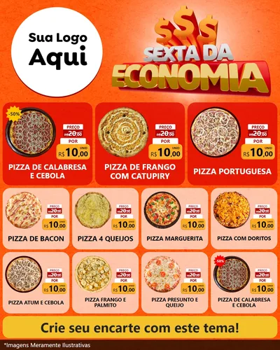 Modelo de Rede Social para Feed Instagram com o tema Sexta da Economia para Pizzaria