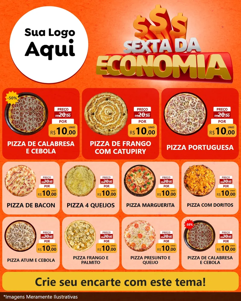 Modelo de Rede Social para Feed Instagram com o tema Sexta da Economia para Pizzaria