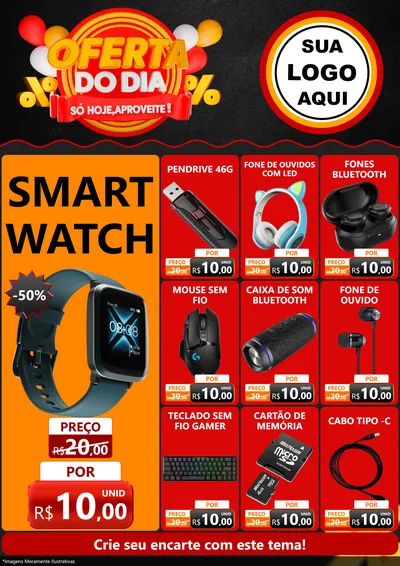 Modelo de Encarte para Encarte A4 Vertical com o tema Oferta do Dia - Só hoje, Aproveite! para Informática