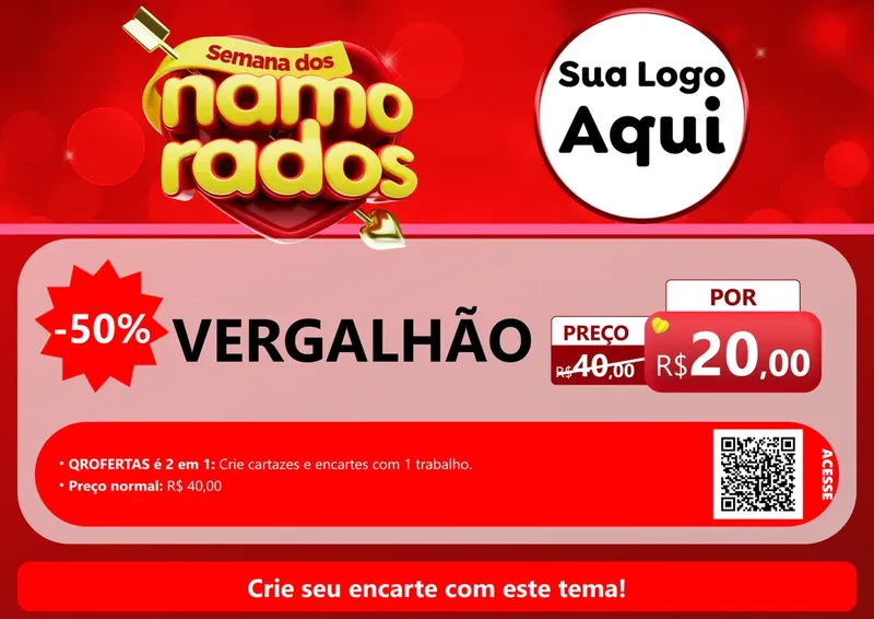 Modelo de Cartaz para Cartaz A4 Horizontal com o tema Semana dos namorados para Ferragens