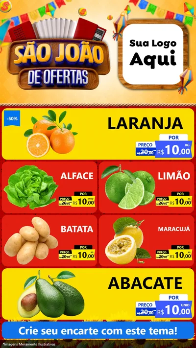 Modelo de TV para TV Vertical com o tema São João de Ofertas para Hortifrúti