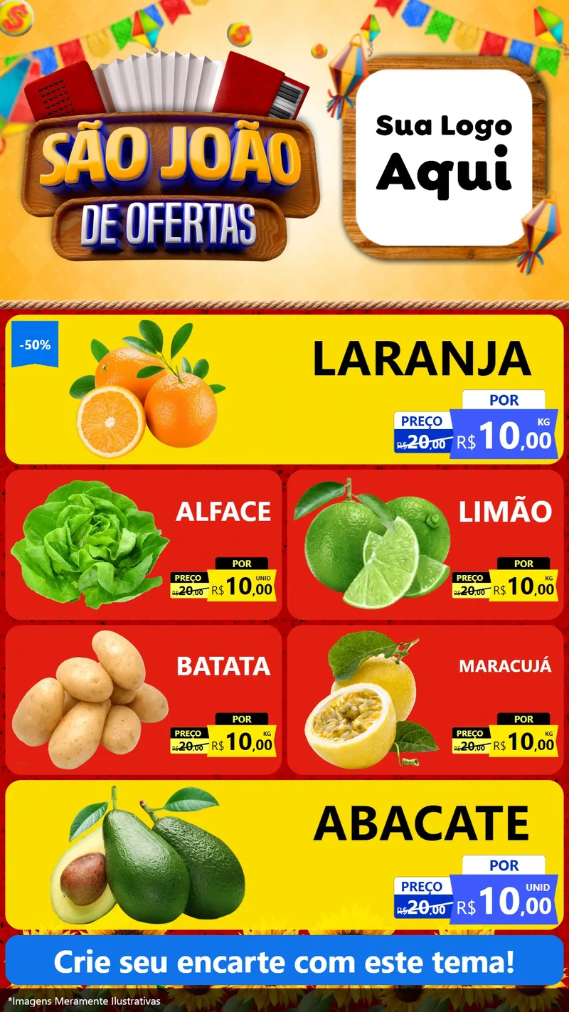 Modelo de TV para TV Vertical com o tema São João de Ofertas para Hortifrúti