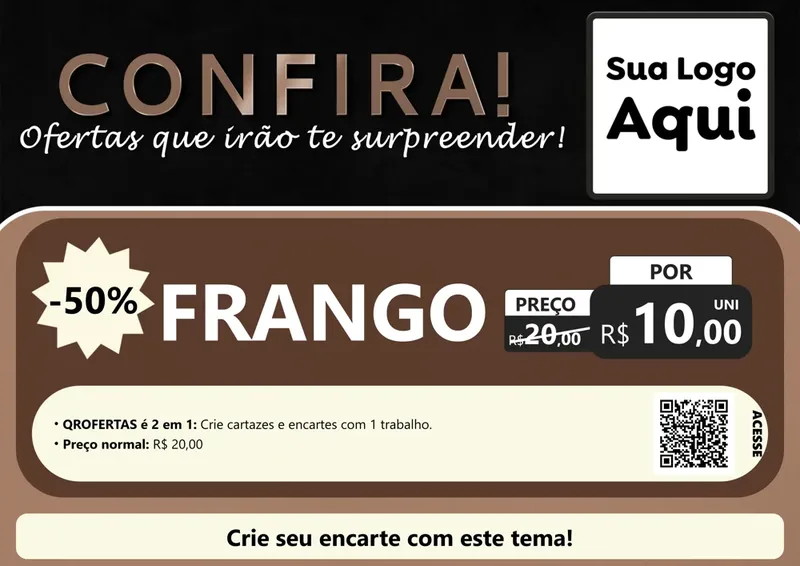 Modelo de Cartaz para Cartaz A4 Horizontal com o tema Confira! Ofertas que irão te surpreender! para Assados