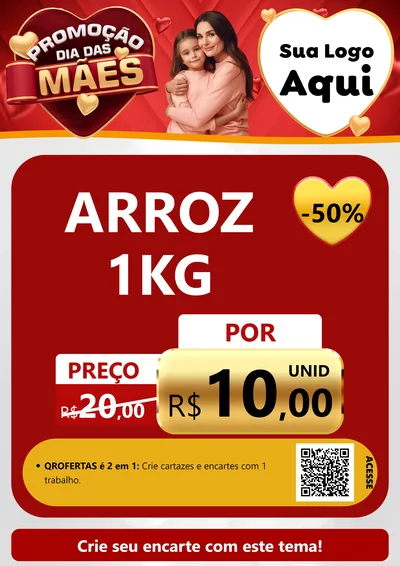 Modelo de Cartaz para Cartaz A4 Vertical com o tema Promoção Dia das Mães para Supermercado