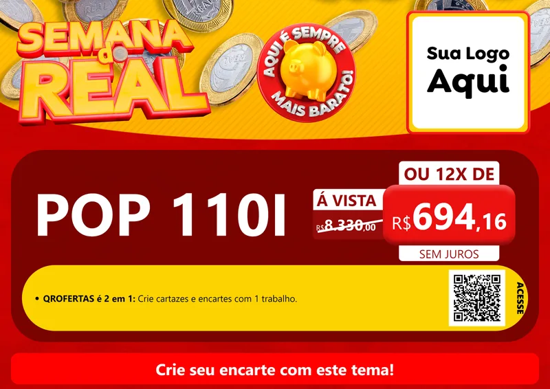 Modelo de Cartaz para Cartaz A4 Horizontal com o tema Semana do Real para Concessionaria de Motos