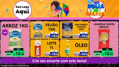 Modelo de TV para TV Horizontal com o tema Folia de Ofertas para Supermercado
