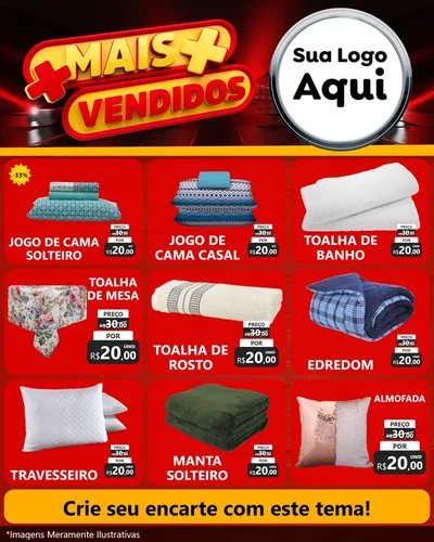 Modelo de Rede Social para Feed Instagram com o tema Mais Vendidos para Cama, Mesa e Banho