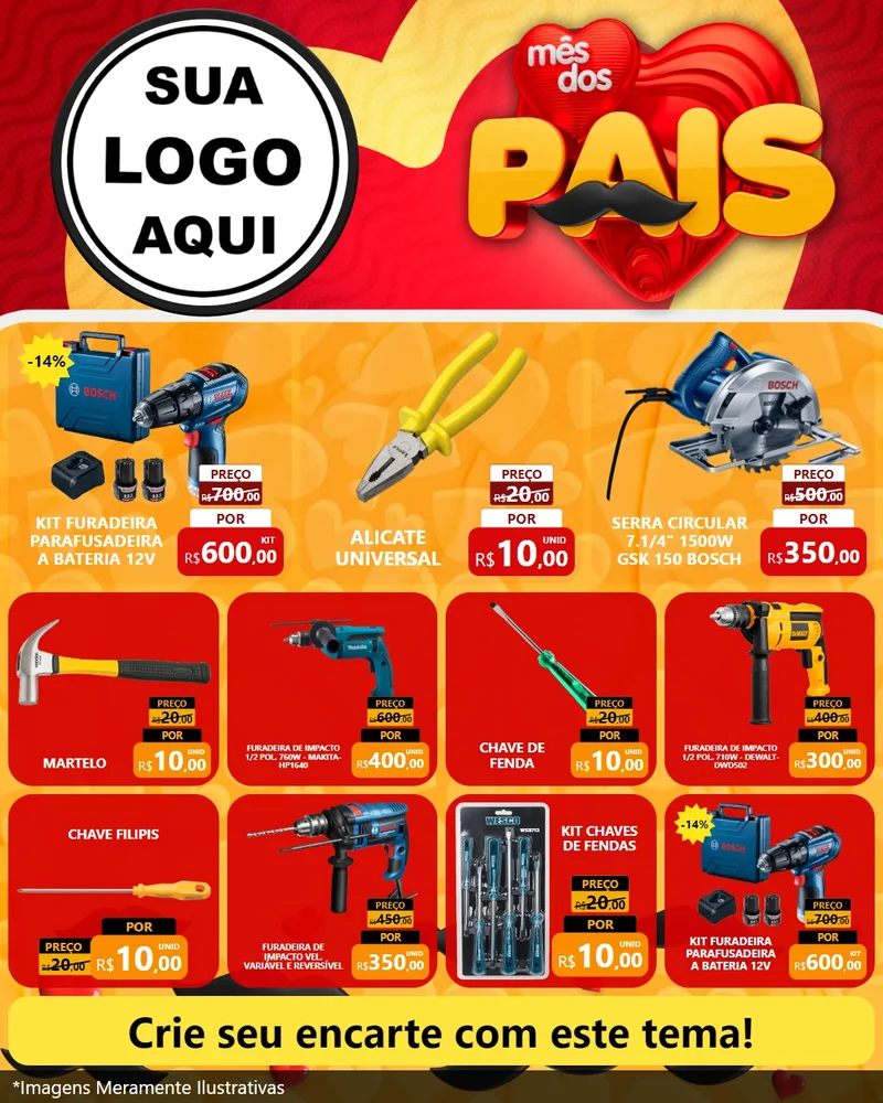 Modelo de Rede Social para Feed Instagram com o tema Mês Dos Pais para Maquinas e Ferramentas