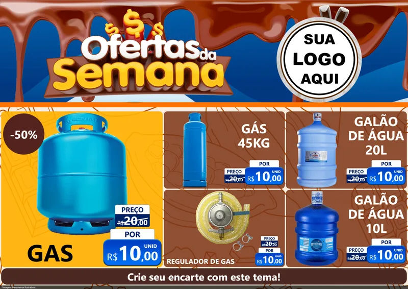 Modelo de Encarte para Encarte A4 Horizontal com o tema Ofertas da Semana - Páscoa para Água e gás