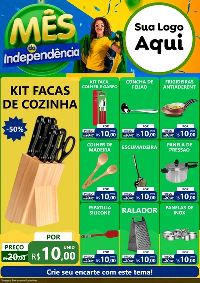 Modelo de Encarte para Encarte A4 Vertical com o tema Mês da Independência para Utilidades Domésticas