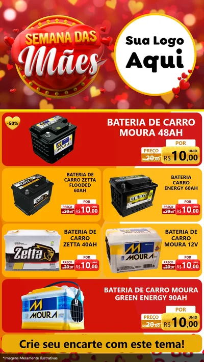 Modelo de TV para TV Vertical com o tema Semana das Mães para Baterias Elétricas