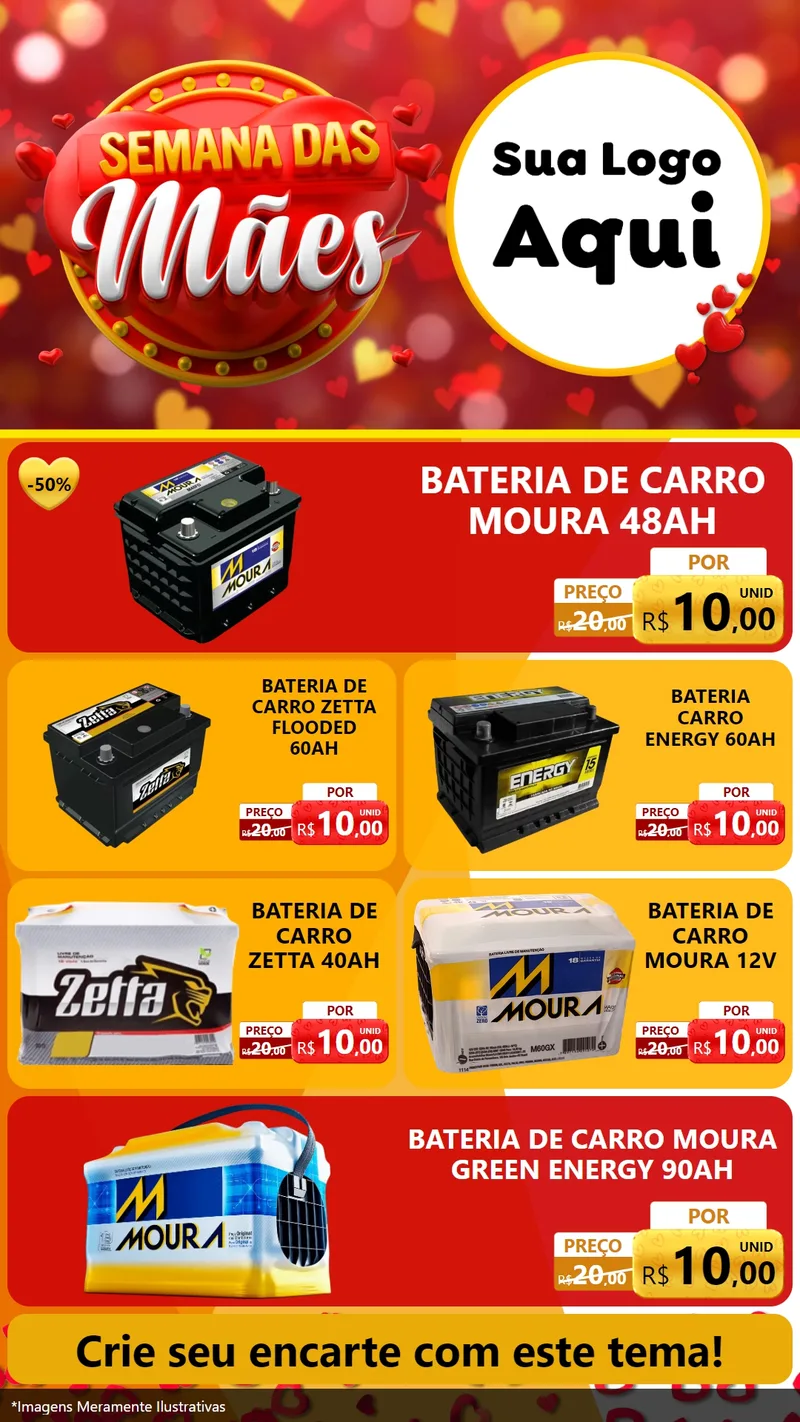Modelo de TV para TV Vertical com o tema Semana das Mães para Baterias Elétricas